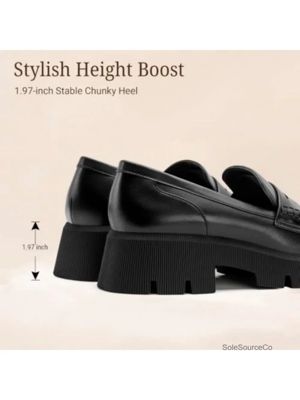 Women's Penny Loafers | Platform Chunky Heel | Faux Leather Slip On Dress Shoes